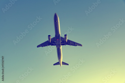 passenger airplane taking off composition photography