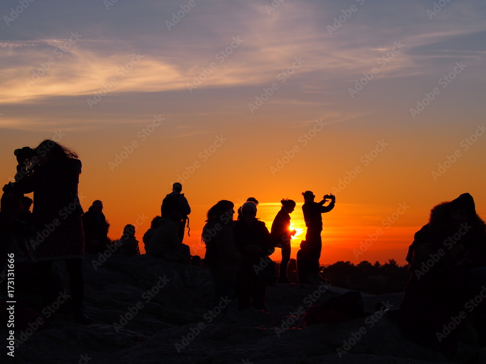 Fototapeta premium Sunset with silhouettes in Athens, Greece