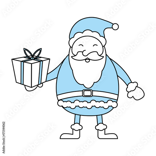 santa claus holding gift box christmas related icon image vector illustration design