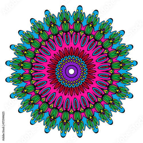 Mandala spiritual symbol. Decorative round ornament. Anti-stress therapy pattern. Hand drawn vector frame design.