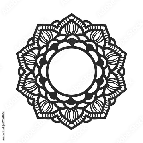 Mandala ornament. Round floral template. Decorative element  can be used for greeting card, wedding invitation, yoga poster, coloring book.. Doodle emblem.