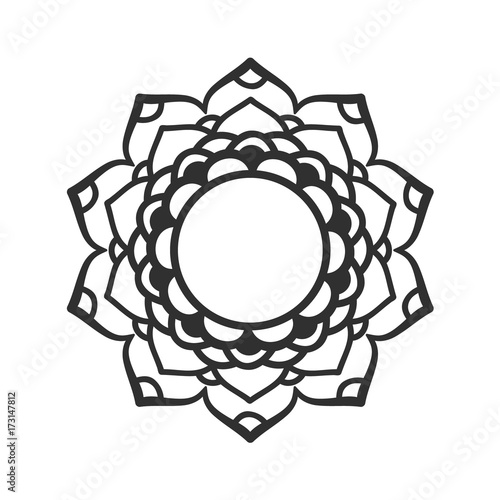 Mandala ornament. Round floral template. Decorative element  can be used for greeting card, wedding invitation, yoga poster, coloring book.. Doodle emblem.
