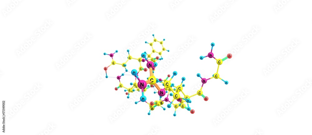 Desmopressin molecular structure isolated on white