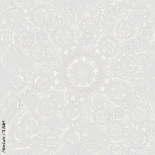 white gold color seamless background with floral design. vector illustration.
