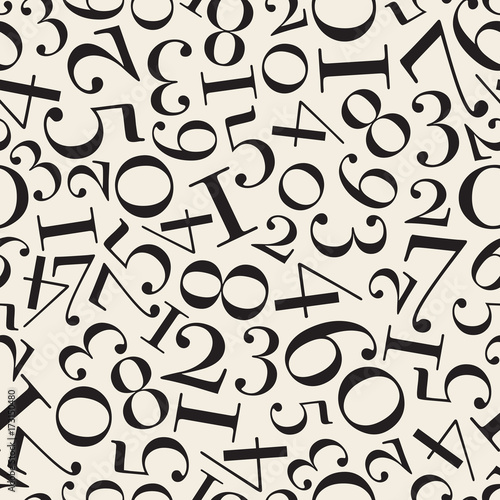 seamless  monochrome number pattern background , circle border