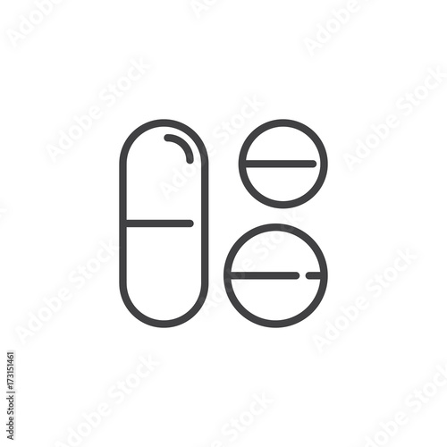 Sleeping pill line icon, outline vector sign, linear style pictogram isolated on white. Symbol, logo illustration. Editable stroke
