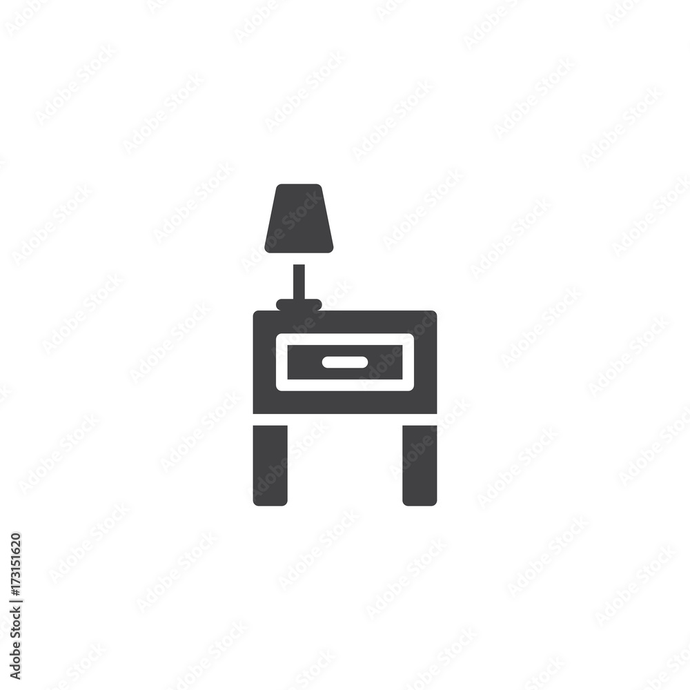 Nightstand and reading lamp icon vector, filled flat sign, solid pictogram isolated on white. Symbol, logo illustration. Nightstand and reading lamp icon vector, filled flat sign, solid pictogram isolated on white. Symbol, logo illustration.