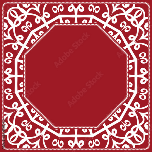 Print for fabric with floral ornamental border. Design for tablecloth, scarf, Pillowcase. vector illustration photo