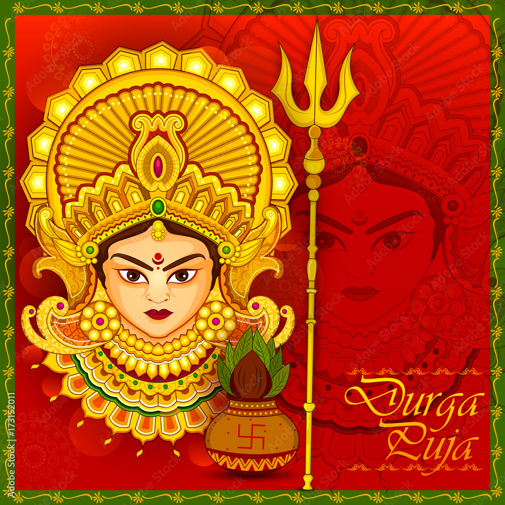 Beautiful face of Goddess Durga for Happy Dussehra or Shubh Navratri festival Beautiful face of Goddess Durga for Happy Dussehra or Shubh Navratri festival