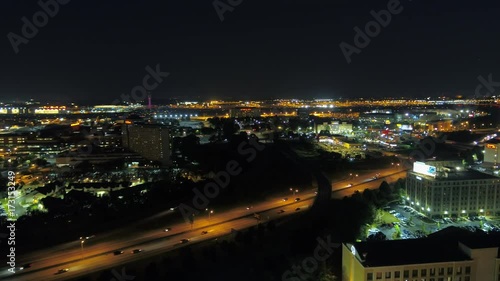 Atlanta Aerial v301 Flying low besides Hartsfield-Jackson airport panning at night 6/17 photo