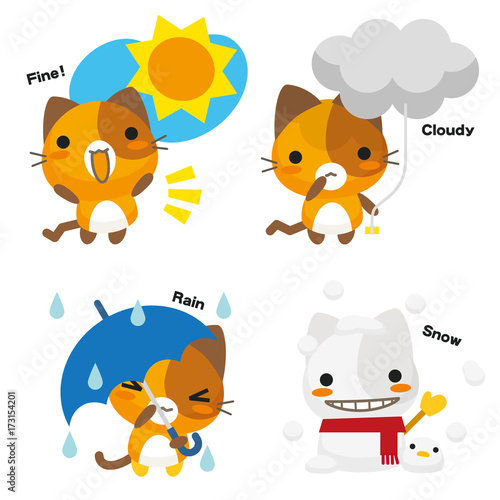 ネコとーく。三毛猫+天気予報