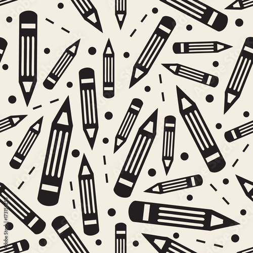 seamless monochrome pencil with dot and line pattern background