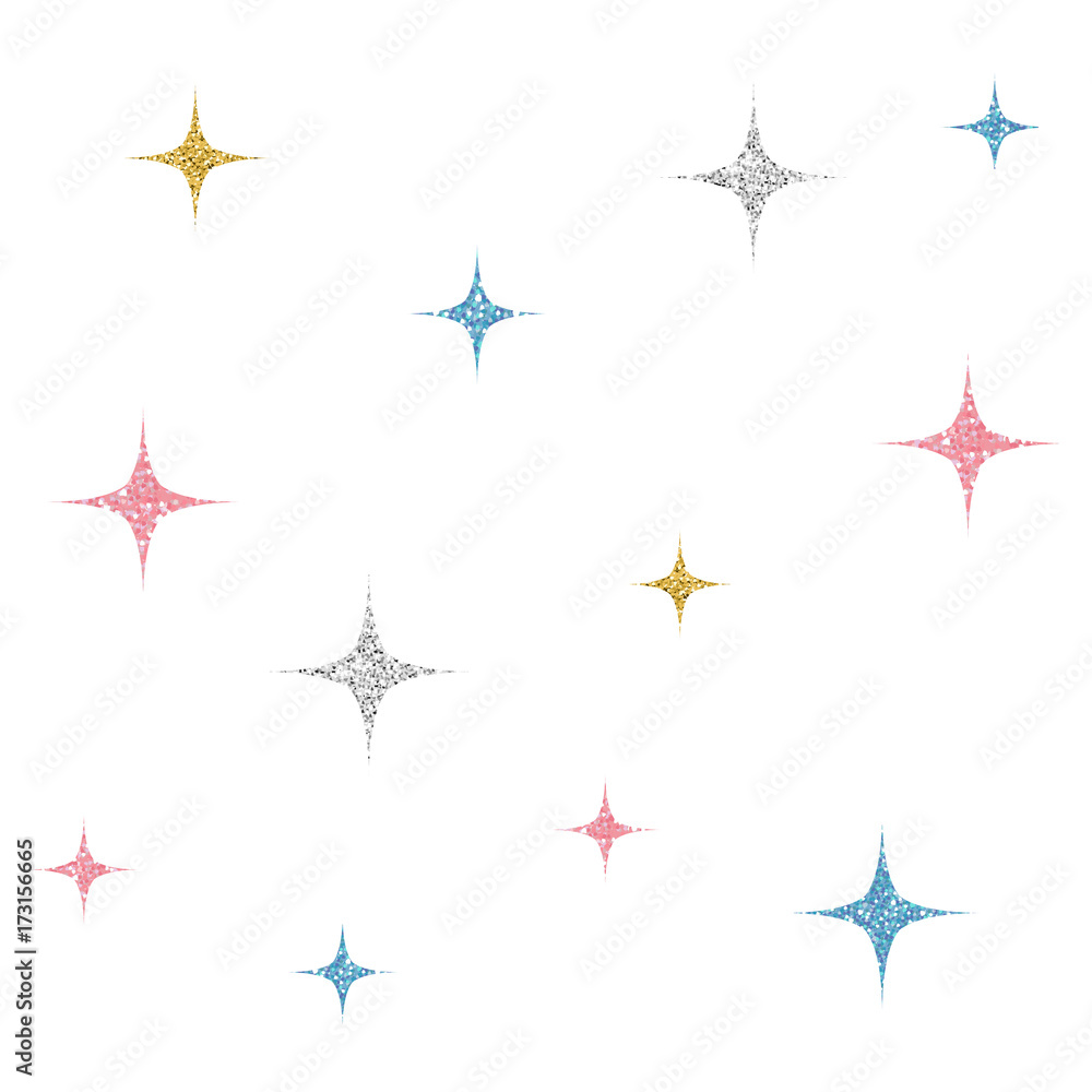 Fototapeta premium seamless silver,gold,grren and pink glitter star pattern background