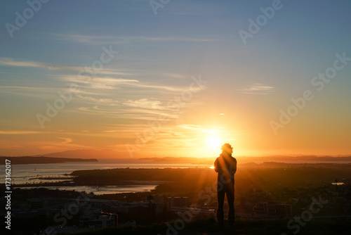 Sunrises over Auckland from top Mount Eden © Brian Scantlebury