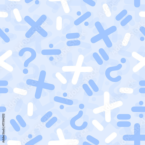 seamless blue mathematical symbol pattern background