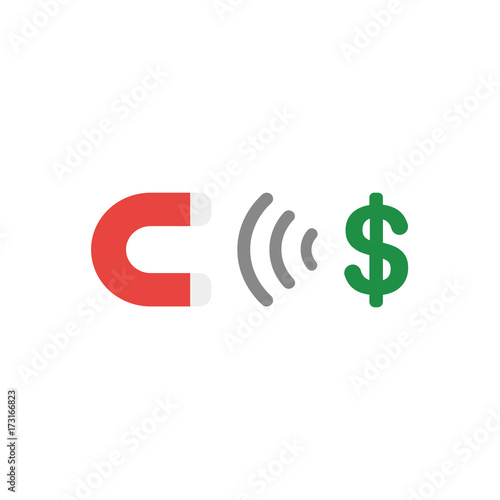 Flat design style vector concept of magnet attracting dollar money