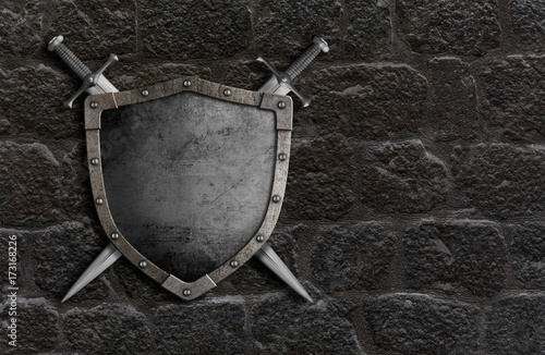 medieval shield with crosse...