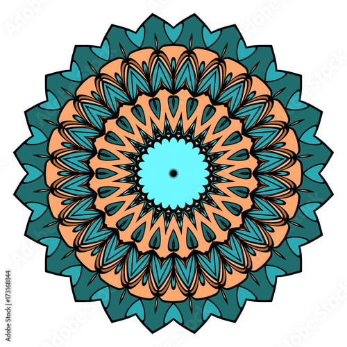 Ornamental circle pattern. Mandala. Vintage decorative elements. Hand drawn colorful vector background
