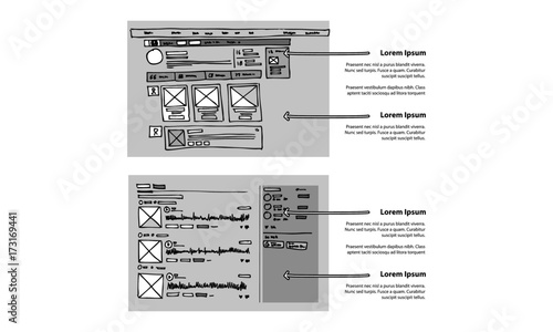 Website UI UX Design Hand Drawn Wire Frames