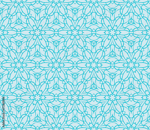 Ornamental seamless lace pattern in geometric style. Floral ornament. vector illustration. For design cloth, paper, print, textile. blue ocean water color