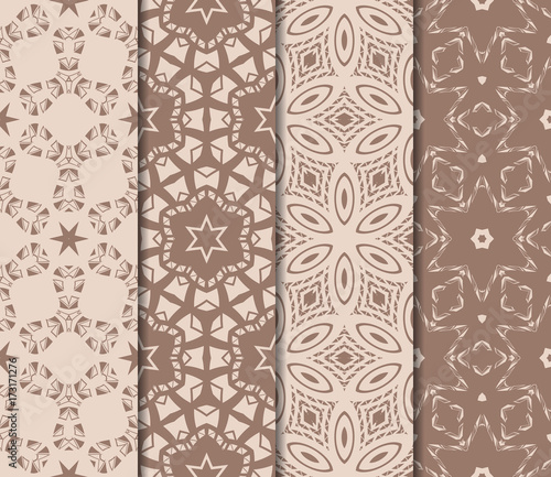 set of beautiful seamless pattern with transformed geometric shape. abstract vector illustration. design for prnt, paper, scrapbooking