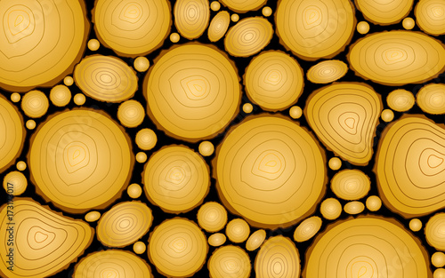 Wood log pile background, abstract background, wood pattern, wood texture, vector illustration