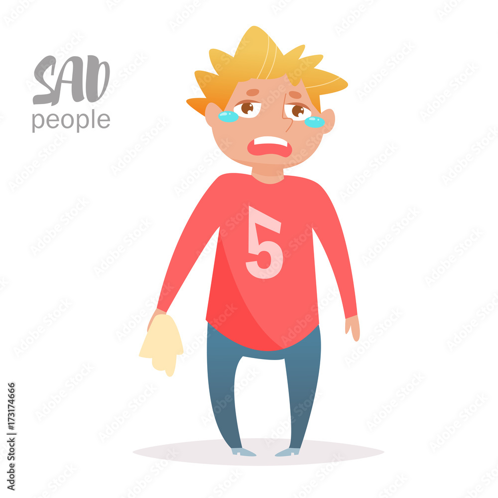 Man cries. Vector. Cartoon. Isolated Man cries. Vector. Cartoon. Isolated