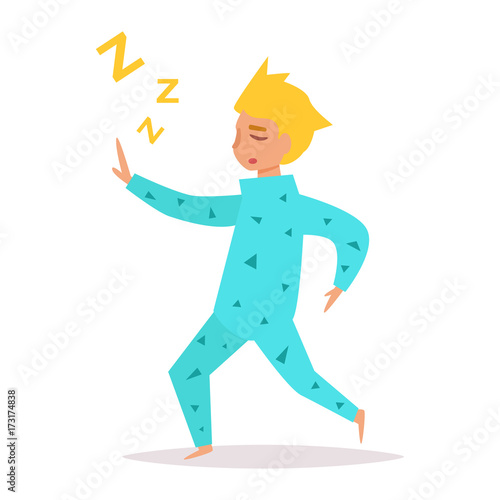 Man walks in a dream. Hands put forward