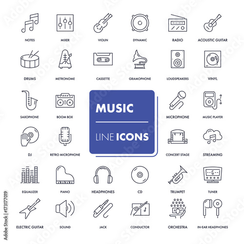 Line icons set. Music