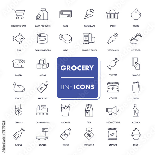 Line icons set. Grocery