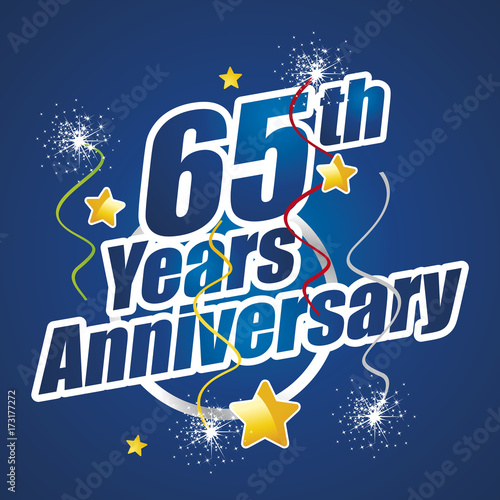 65th Years Anniversary celebrating spark firework blue logo