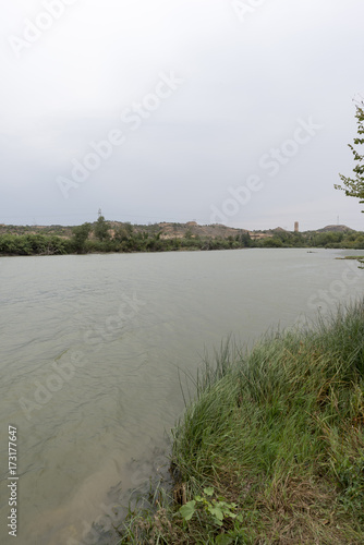 The river Ebro on its way through Escatron, Aragon photo