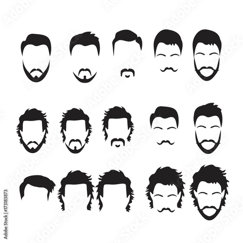 Hipster Vector Set, hair and beards,vector illustration set.