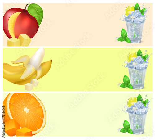 Mojito Glass and Fruits Isolated illustrations