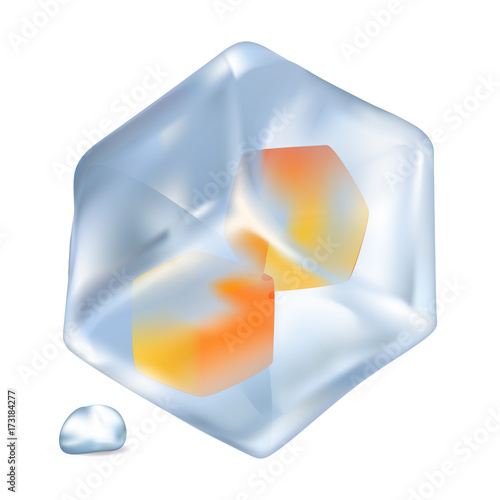 Ice with Orange Cubes Inside Isolated Illustration
