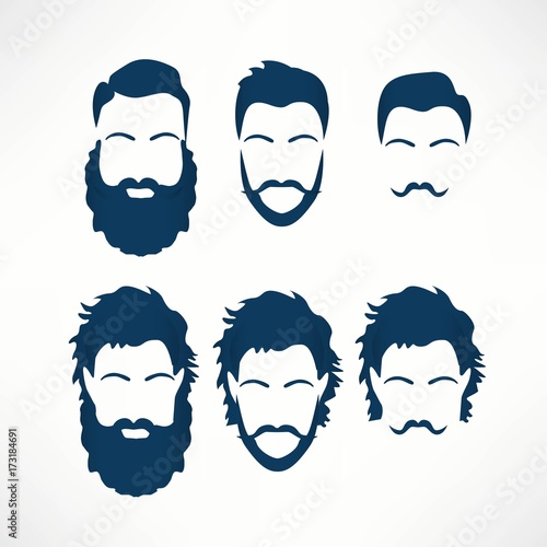 Hipster Vector Set, hair and beards,vector illustration set.