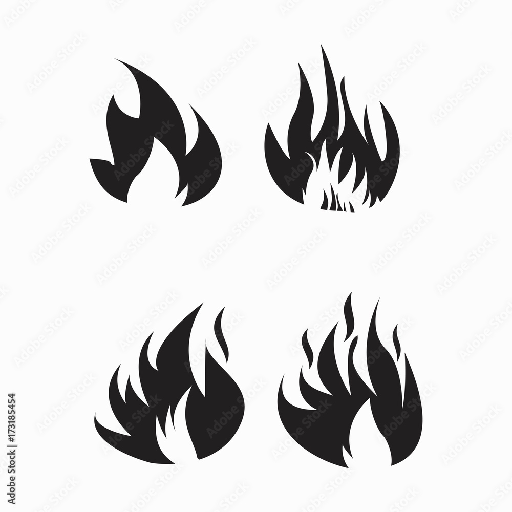 Fire flames, set icons Fire flames, set icons