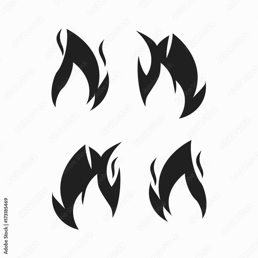 Fire flames, set icons Fire flames, set icons