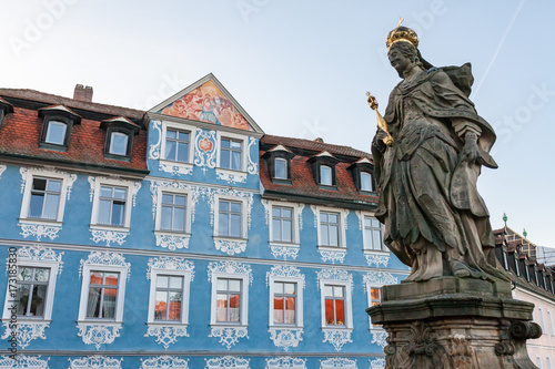 Blue facade of the baroque town hall the German city of Bamberg