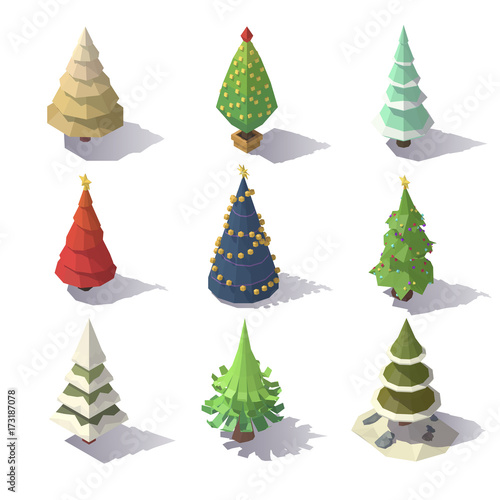 Low poly Christmas trees