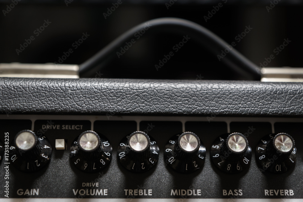 Obraz premium guitar amp closeup for rock music studio production