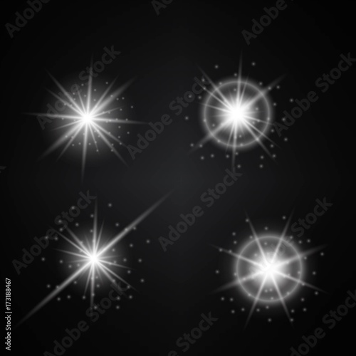 Wallpaper Mural Vector Set of Different White Lights. Different Stars Collection. Star Lights Torontodigital.ca