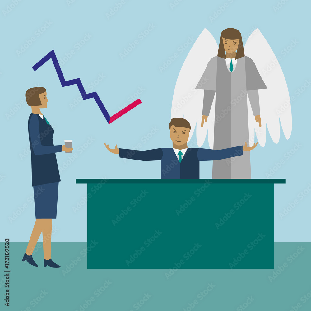 Fototapeta premium Businessman save his business vector illustration