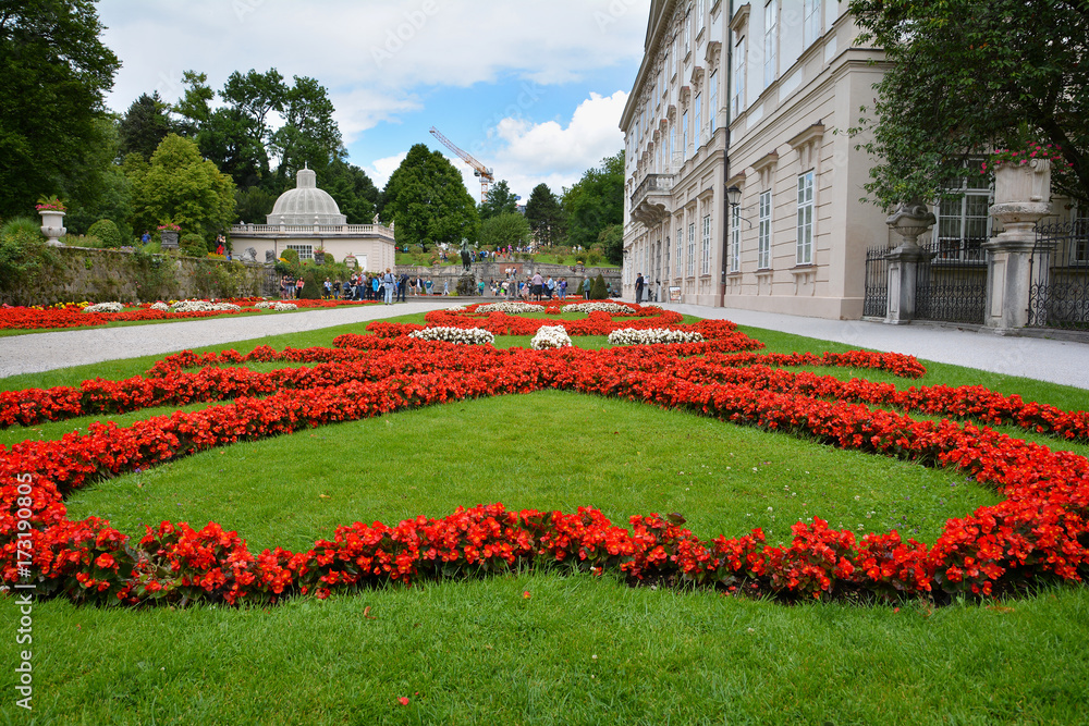 View of the famous Mirabell Garden in Salzburg, Austria