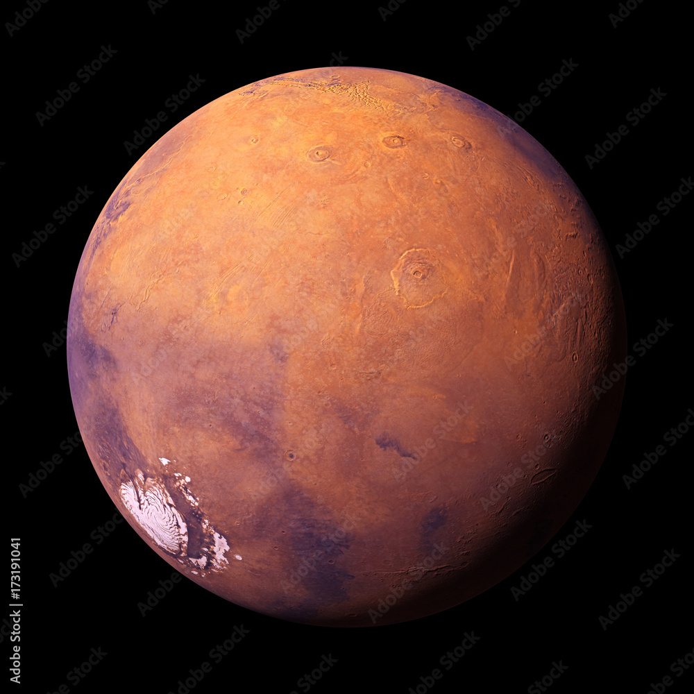 Obraz premium planet Mars, isolated on black background