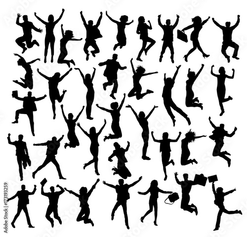 Happy Business and Jump People Silhouettes, art vector design