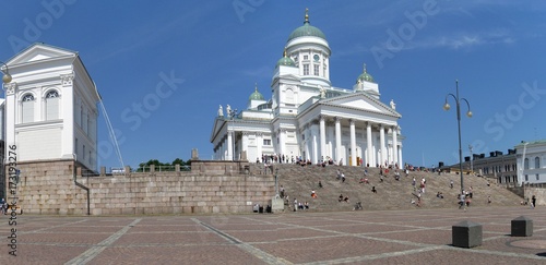 Senate Square with Lutheran Cathedral is landmark of Helsinki, Finland. 