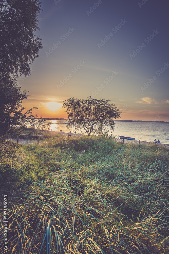 Beautiful sunrise over the beach in Rewa Poland