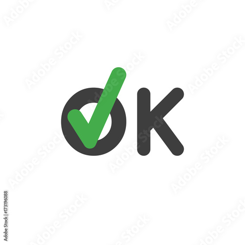 Flat design style vector concept of ok with check mark