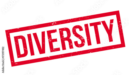 Diversity rubber stamp. Grunge design with dust scratches. Effects can be easily removed for a clean, crisp look. Color is easily changed.